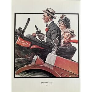 The Open Road, New Car, A Dogs Day Norman Rockwell, Print, Book Page, Art, 25021